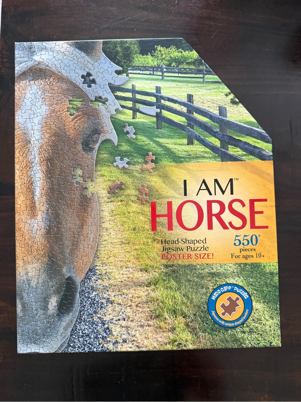I AM HORSE 550-Piece Head-Shaped Jigsaw Puzzle - Brown & Green
